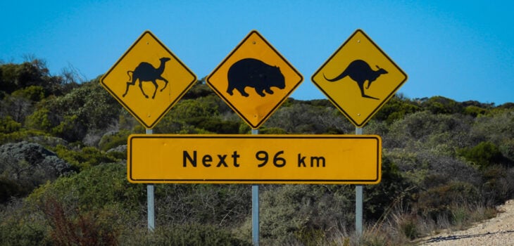 Panneau routier typique Australie